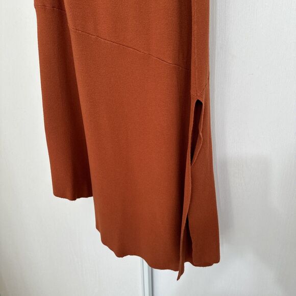 HOUSE OF HARLOW 1960 Knit Asymmetrical Maxi Skirt Orange Side Slit Size Small - Picture 6 of 12